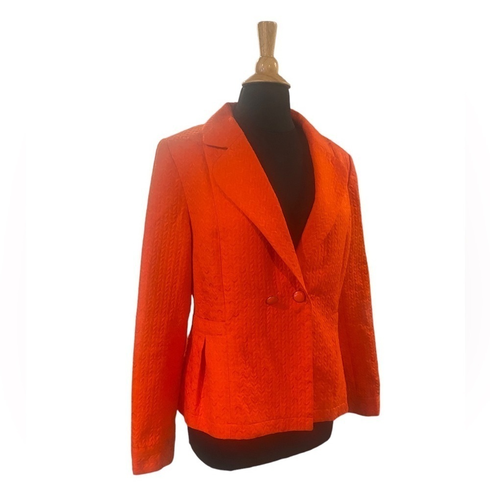 Banana Republic Orange Double Breasted Herringbone Suit Blazer -size 14
